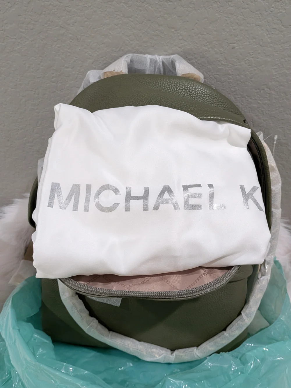 Michael‎ Kors Olive Green Pebbled Leather Backpack